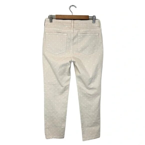 NYDJ Ankle Pants Beige Cream Polka Dot Print Straight Leg, Size 4P - Picture 2 of 14